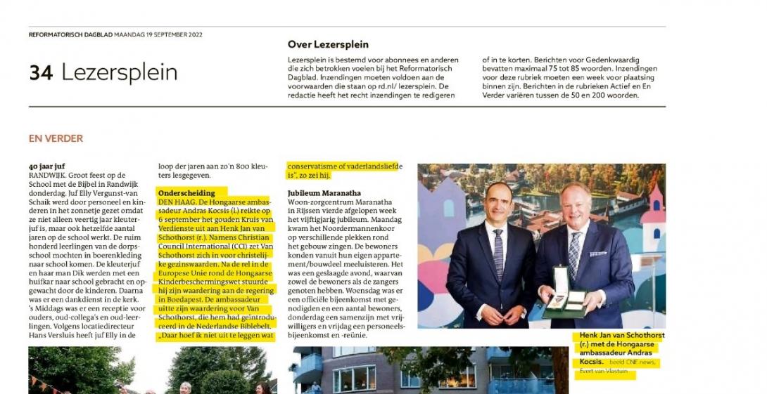 Reformatorisch Dagblad 19 september 2022