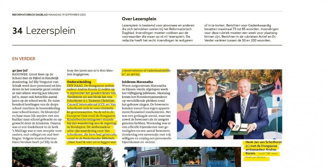 Reformatorisch Dagblad 19 september 2022